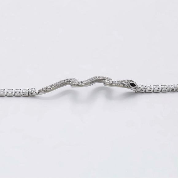 Snake Tennis Bracelet Platinum Plated | Luxury Silver Jewelry - Picture 6 of 11